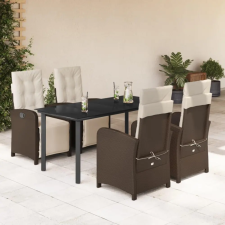 vidaXL 5-részes barna polyrattan kerti étkezőgarnitúra párnákkal kerti bútor