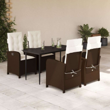 vidaXL 5-részes barna polyrattan kerti étkezőgarnitúra párnákkal kerti bútor