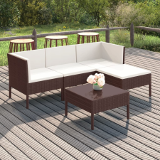 vidaXL 5 részes barna polyrattan kerti ülőgarnitúra párnákkal kerti bútor