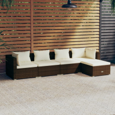 vidaXL 5 részes barna polyrattan kerti ülőgarnitúra párnákkal kerti bútor
