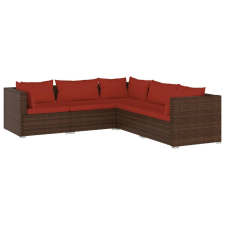 vidaXL 5 részes barna polyrattan kerti ülőgarnitúra párnákkal (3101699) kerti bútor