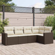 vidaXL 5 részes barna polyrattan kerti ülőgarnitúra párnával kerti bútor