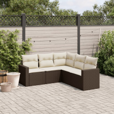 vidaXL 5 részes barna polyrattan kerti ülőgarnitúra párnával kerti bútor