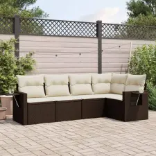 vidaXL 5 részes barna polyrattan kerti ülőgarnitúra párnával kerti bútor