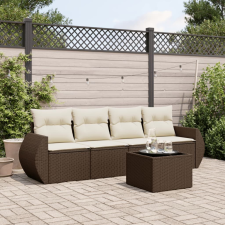 vidaXL 5 részes barna polyrattan kerti ülőgarnitúra párnával kerti bútor