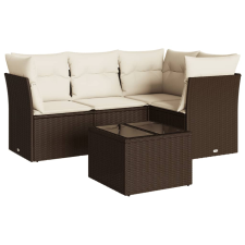 vidaXL 5 részes barna polyrattan kerti ülőgarnitúra párnával (3217593) kerti bútor
