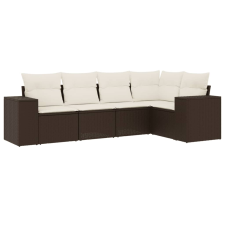 vidaXL 5 részes barna polyrattan kerti ülőgarnitúra párnával (3254870) kerti bútor