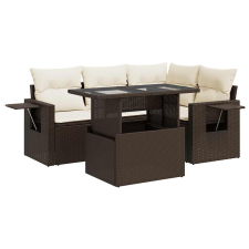 vidaXL 5 részes barna polyrattan kerti ülőgarnitúra párnával (3326474) kerti bútor