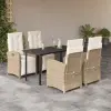 vidaXL 5 részes bézs polyrattan kerti étkezőgarnitúra párnákkal