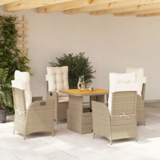 vidaXL 5 részes bézs polyrattan kerti étkezőgarnitúra párnákkal kerti bútor