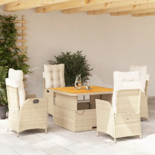 vidaXL 5 részes bézs polyrattan kerti étkezőgarnitúra párnákkal kerti bútor