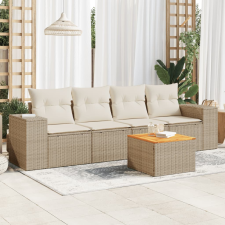 vidaXL 5 részes bézs polyrattan kerti ülőgarnitúra párnákkal kerti bútor