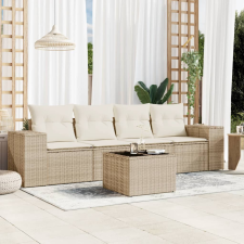 vidaXL 5 részes bézs polyrattan kerti ülőgarnitúra párnákkal kerti bútor