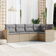 vidaXL 5 részes bézs polyrattan kerti ülőgarnitúra párnákkal kerti bútor