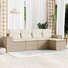 vidaXL 5 részes bézs polyrattan kerti ülőgarnitúra párnákkal kerti bútor
