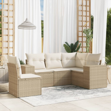 vidaXL 5 részes bézs polyrattan kerti ülőgarnitúra párnákkal kerti bútor