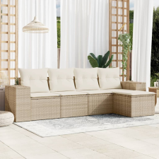 vidaXL 5 részes bézs polyrattan kerti ülőgarnitúra párnákkal kerti bútor