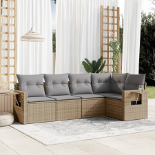 vidaXL 5 részes bézs polyrattan kerti ülőgarnitúra párnákkal kerti bútor