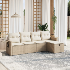 vidaXL 5 részes bézs polyrattan kerti ülőgarnitúra párnákkal kerti bútor