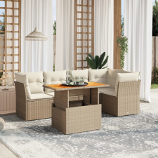 vidaXL 5 részes bézs polyrattan kerti ülőgarnitúra párnákkal kerti bútor