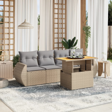 vidaXL 5 részes bézs polyrattan kerti ülőgarnitúra párnákkal kerti bútor