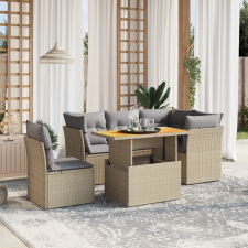 vidaXL 5 részes bézs polyrattan kerti ülőgarnitúra párnákkal kerti bútor