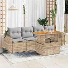 vidaXL 5 részes bézs polyrattan kerti ülőgarnitúra párnákkal kerti bútor