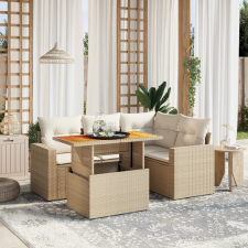 vidaXL 5 részes bézs polyrattan kerti ülőgarnitúra párnákkal kerti bútor