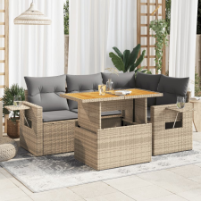 vidaXL 5 részes bézs polyrattan kerti ülőgarnitúra párnákkal kerti bútor