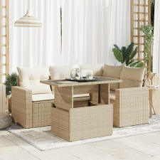 vidaXL 5 részes bézs polyrattan kerti ülőgarnitúra párnákkal kerti bútor