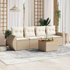 vidaXL 5 részes bézs polyrattan kerti ülőgarnitúra párnákkal kerti bútor
