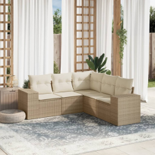 vidaXL 5 részes bézs polyrattan kerti ülőgarnitúra párnákkal kerti bútor