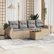 vidaXL 5 részes bézs polyrattan kerti ülőgarnitúra párnákkal kerti bútor