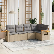 vidaXL 5 részes bézs polyrattan kerti ülőgarnitúra párnákkal kerti bútor