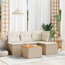 vidaXL 5 részes bézs polyrattan kerti ülőgarnitúra párnákkal kerti bútor