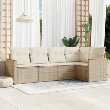 vidaXL 5 részes bézs polyrattan kerti ülőgarnitúra párnákkal kerti bútor