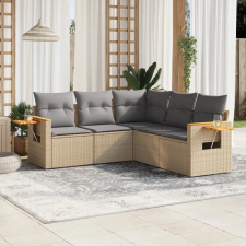vidaXL 5 részes bézs polyrattan kerti ülőgarnitúra párnákkal kerti bútor