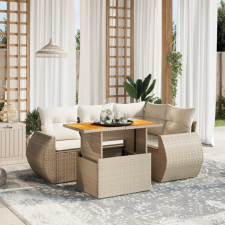 vidaXL 5 részes bézs polyrattan kerti ülőgarnitúra párnákkal kerti bútor