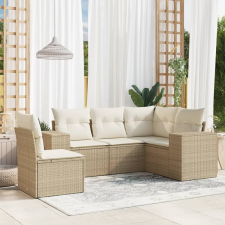 vidaXL 5 részes bézs polyrattan kerti ülőgarnitúra párnákkal kerti bútor