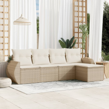vidaXL 5 részes bézs polyrattan kerti ülőgarnitúra párnákkal kerti bútor