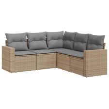 vidaXL 5 részes bézs polyrattan kerti ülőgarnitúra párnákkal (3218939) kerti bútor