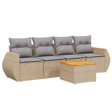 vidaXL 5 részes bézs polyrattan kerti ülőgarnitúra párnákkal (3257214) kerti bútor