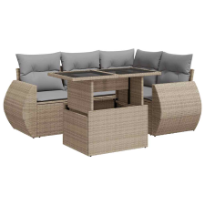 vidaXL 5 részes bézs polyrattan kerti ülőgarnitúra párnákkal (3326630) kerti bútor