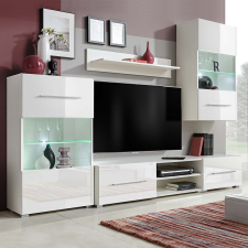vidaXL 5 részes, fehér fali TV állvány szett LED világítással bútor