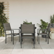 vidaXL 5 részes fekete acél és textilén kerti étkezőgarnitúra kerti bútor