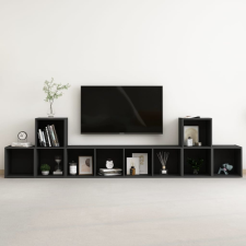 vidaXL 5 részes fekete forgácslap TV-szekrényszett bútor