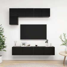 vidaXL 5 részes fekete forgácslap TV-szekrényszett bútor