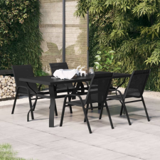 vidaXL 5-részes fekete kerti étkezőgarnitúra kerti bútor