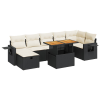 vidaXL 5 részes fekete polyrattan akácfa kerti kanapészett párnákkal (3328036)