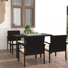 vidaXL 5 részes fekete polyrattan kerti étkezőgarnitúra kerti bútor
